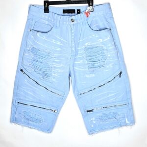 Decibel Men's Light Blue Distressed Denim Shorts Sz 34